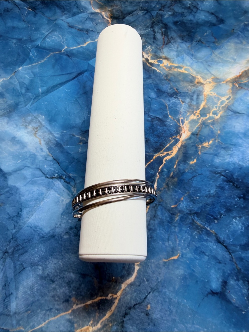 Set of 3 Bracelets silver/Black tones